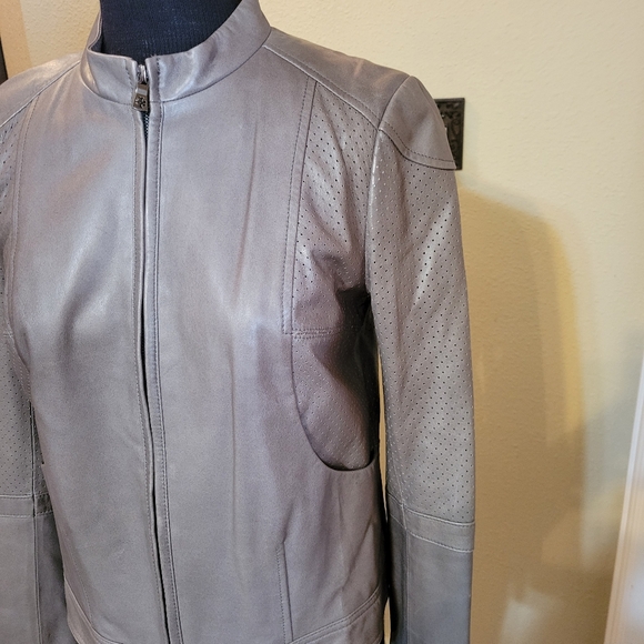 Tory Burch grey leather jacket - Picture 3 of 8